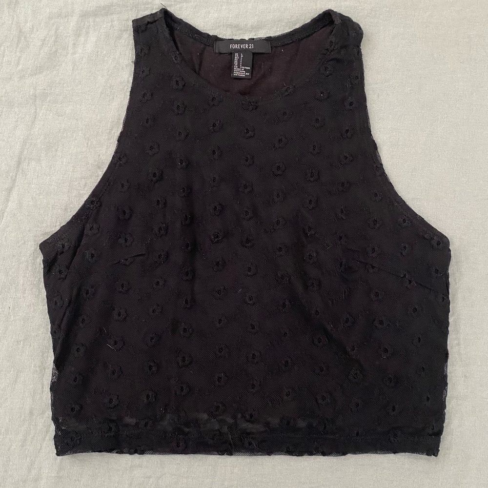 Black Lace Tank Top / Crop Top